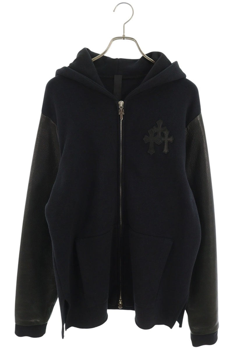 Chrome Hearts Y NOT Leather Sleeve Patch Hoodie Size XL