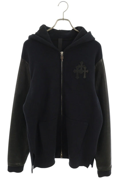Chrome Hearts Y NOT Leather Sleeve Patch Hoodie Size XL