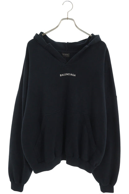 BALENCIAGA 25AW Logo Embroidered Polo Hoodie Black Size XS