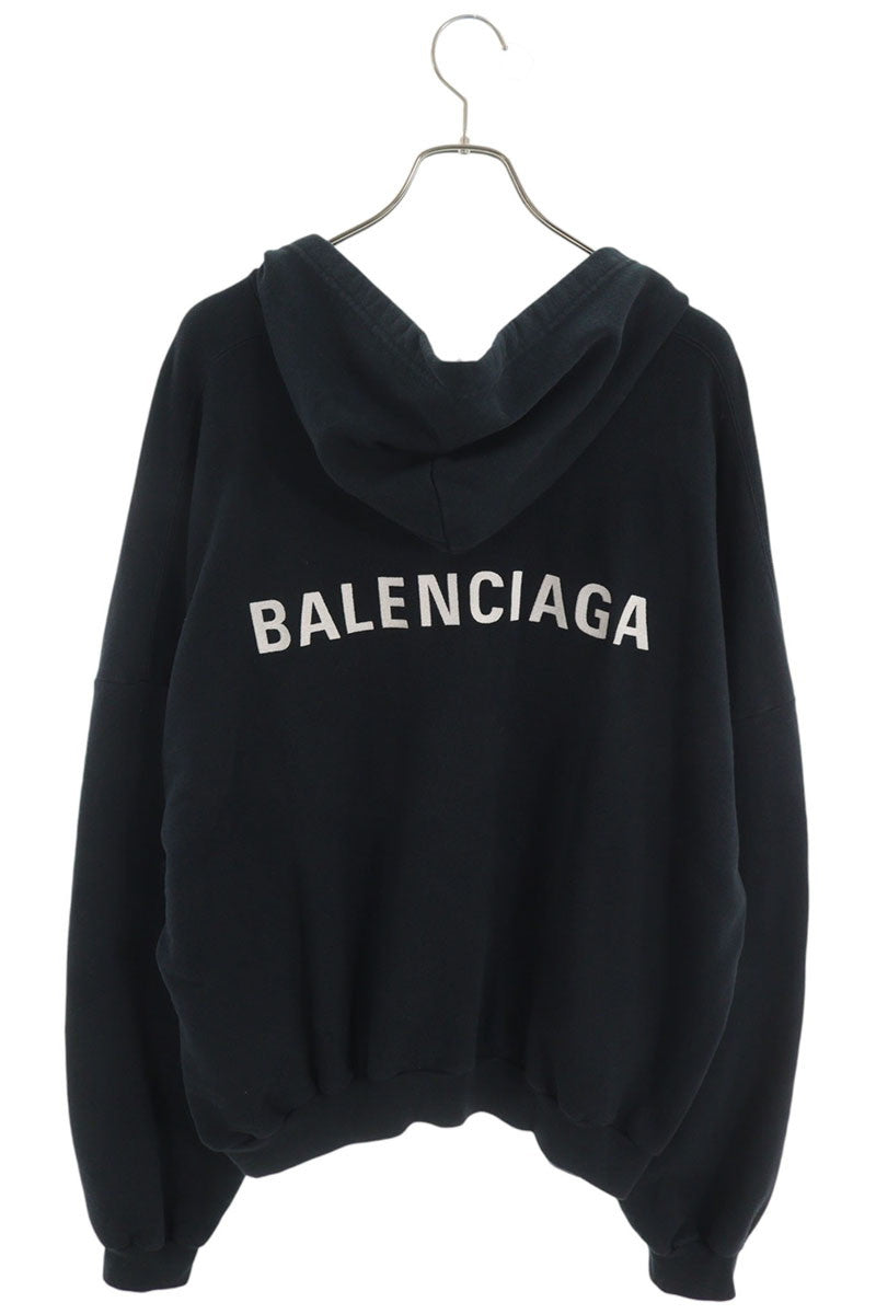 BALENCIAGA 25AW Logo Embroidered Polo Hoodie Black Size XS