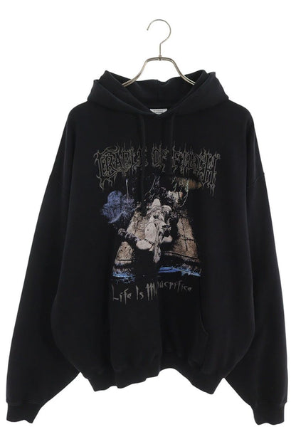 VETEMENTS AW26 COF Print Cotton Pullover Hoodie Black Size S