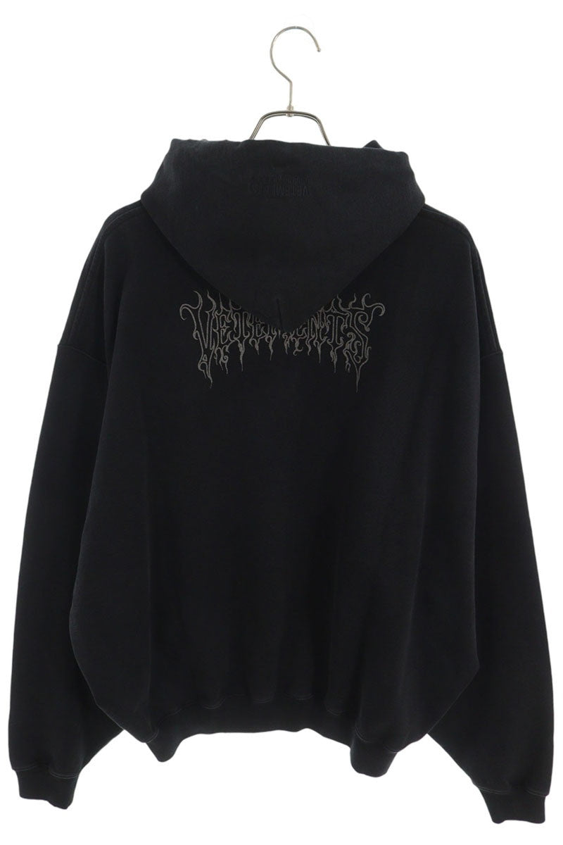 VETEMENTS AW26 COF Print Cotton Pullover Hoodie Black Size S