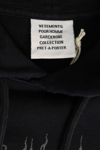 VETEMENTS AW26 COF Print Cotton Pullover Hoodie Black Size S