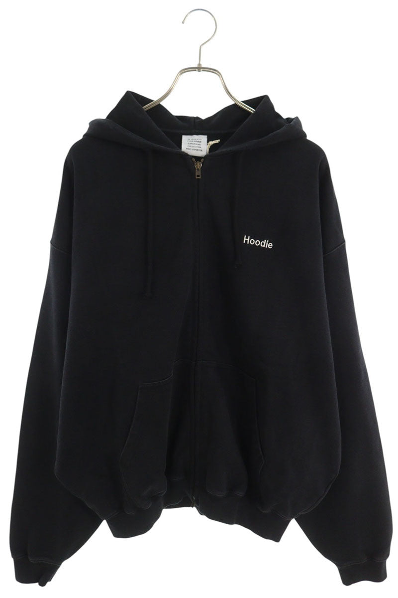 VETEMENTS 26AW Lettering Zip-Up Hoodie Black Size S