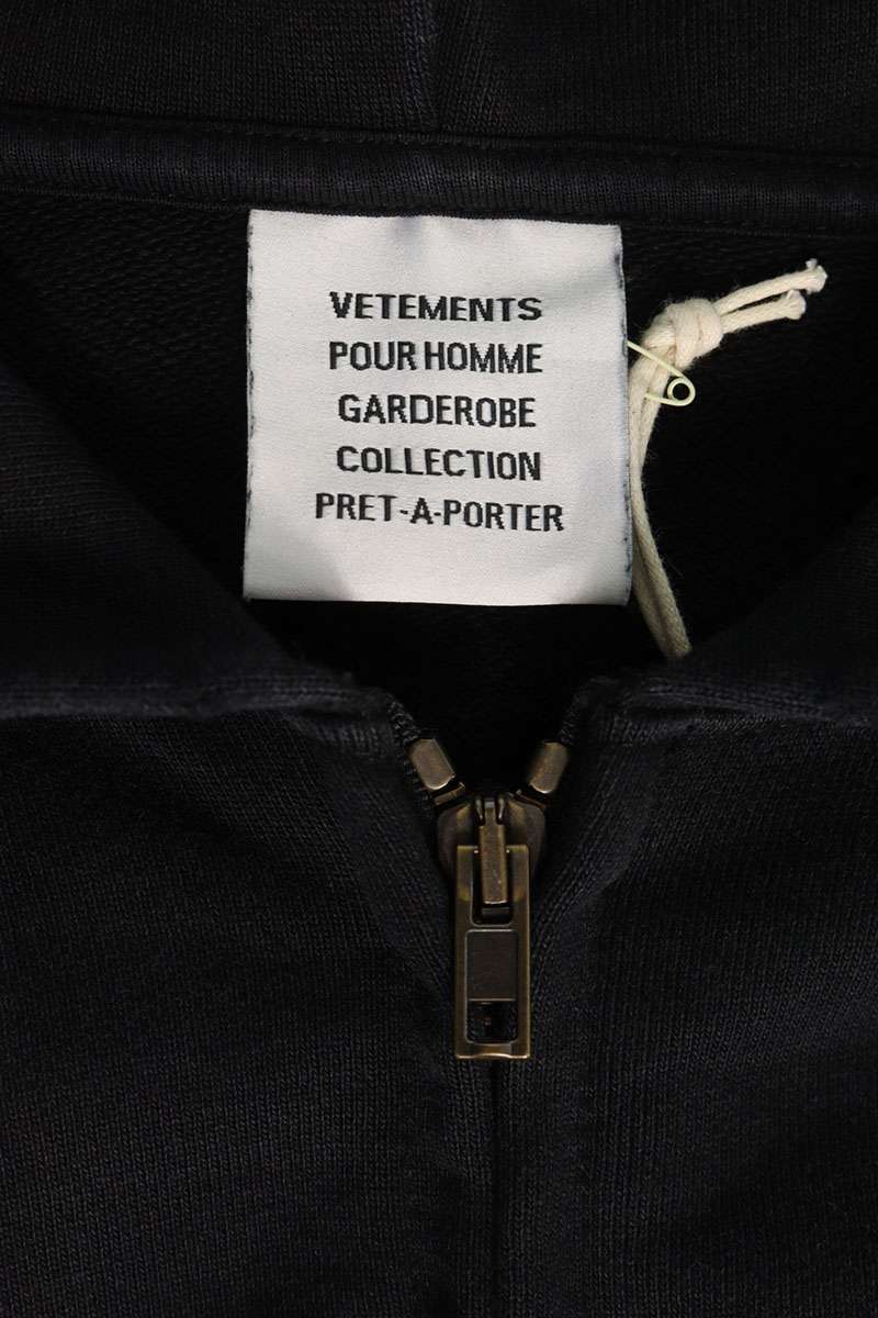 VETEMENTS 26AW Lettering Zip-Up Hoodie Black Size S