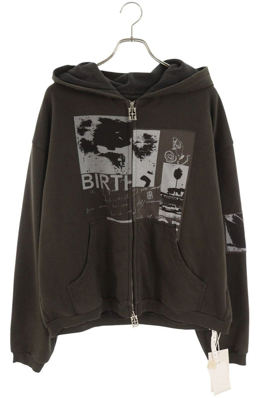 Birth Of Royal Child 25FW Patchwork Zip Hoodie Black Size L