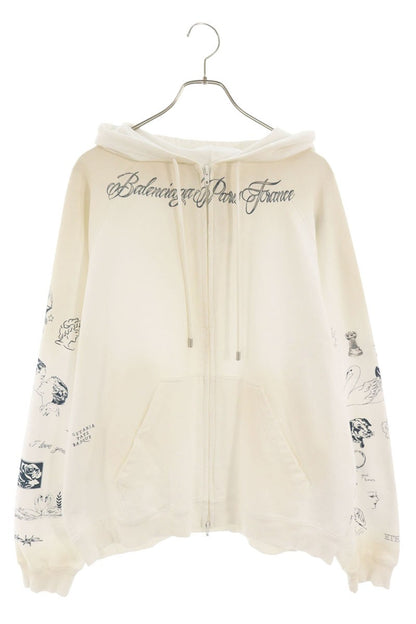 BALENCIAGA 26AW Classic Ink Zip Up Hoodie Size L