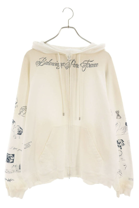 BALENCIAGA 26AW Classic Ink Zip Up Hoodie Size L
