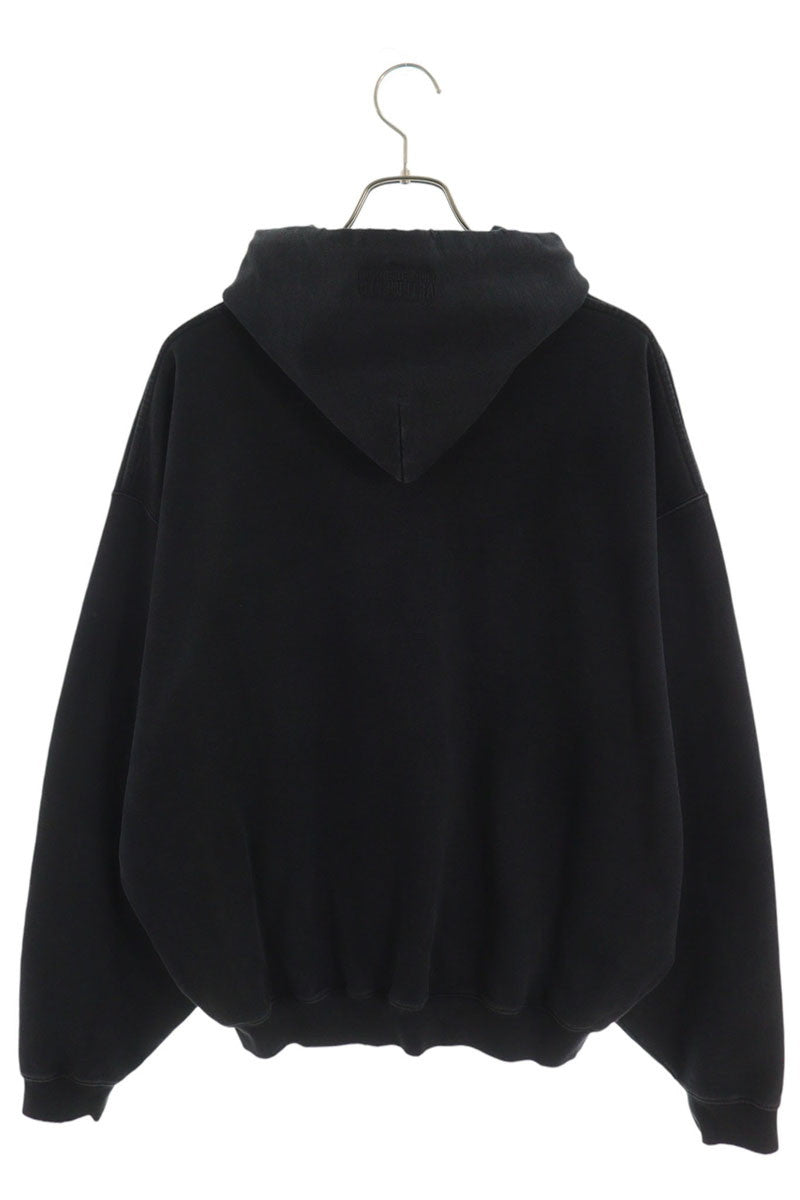 VETEMENTS 26AW Logo Distressed Cotton Hoodie Black Size S