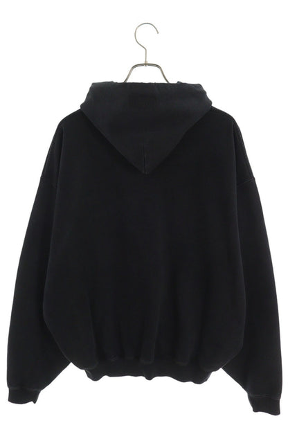 VETEMENTS 26AW Logo Distressed Cotton Hoodie Black Size S
