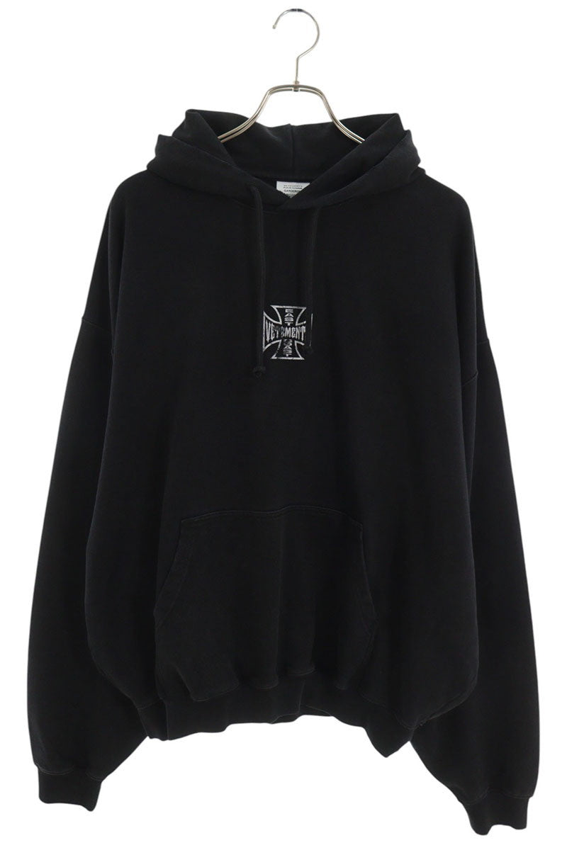 VETEMENTS 26AW Biker Cross Logo Pullover Hoodie Black Size L