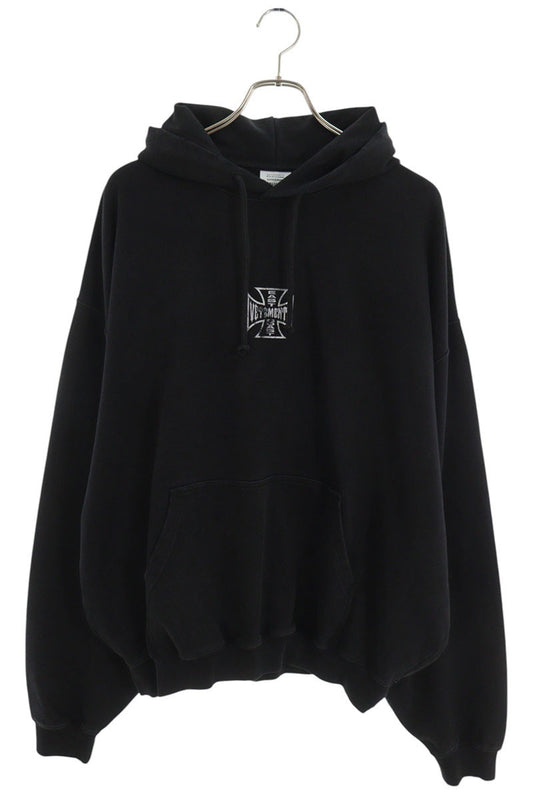 VETEMENTS 26AW Biker Cross Logo Pullover Hoodie Black Size L