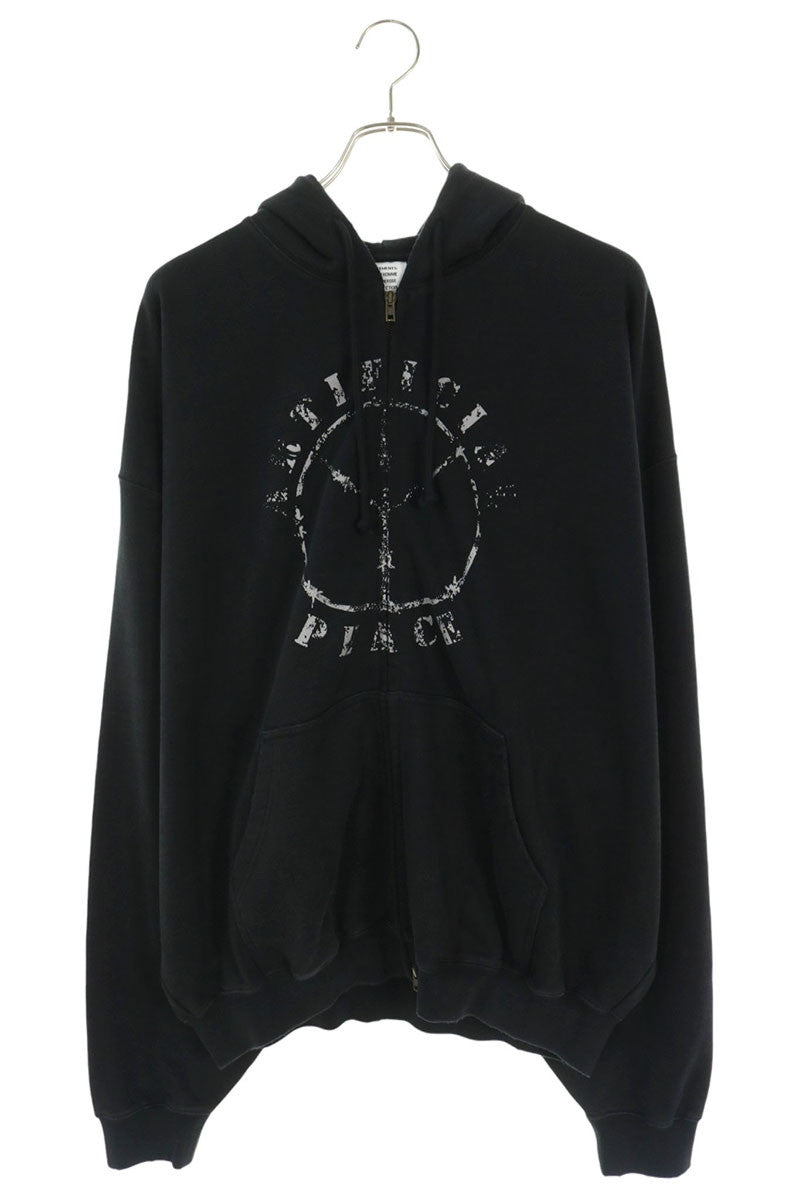 VETEMENTS 26AW Peace Motif Zip Up Hoodie Black Size M