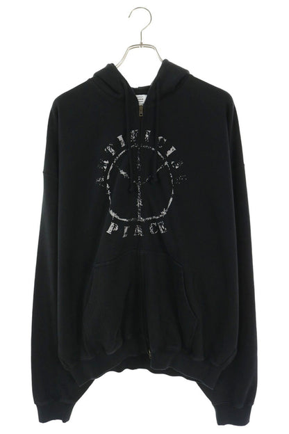VETEMENTS 26AW Peace Motif Zip Up Hoodie Black Size M