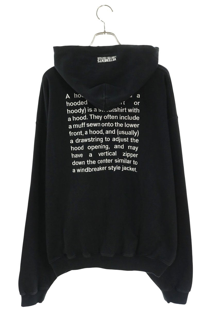 VETEMENTS 26AW Lettering Zip Up Hoodie Black Size M