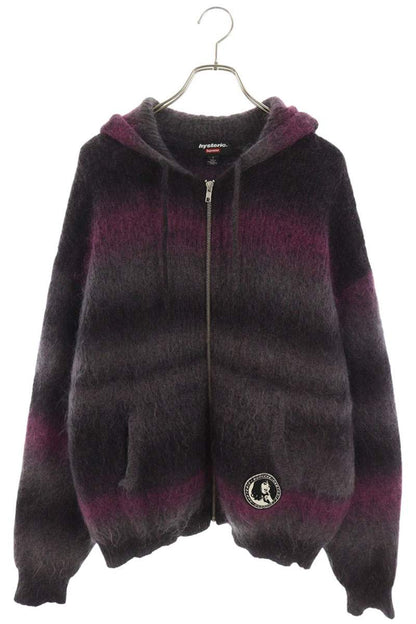 SUPREME 24AW Mohair Zip Up Front Patch Hoodie Size L