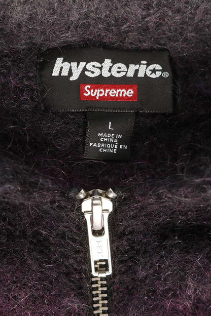 SUPREME 24AW Mohair Zip Up Front Patch Hoodie Size L