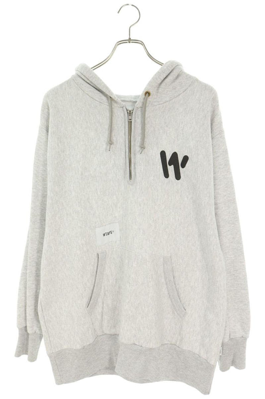 WTAPS Logo Print Half-Zip Hoodie Gray Size 1