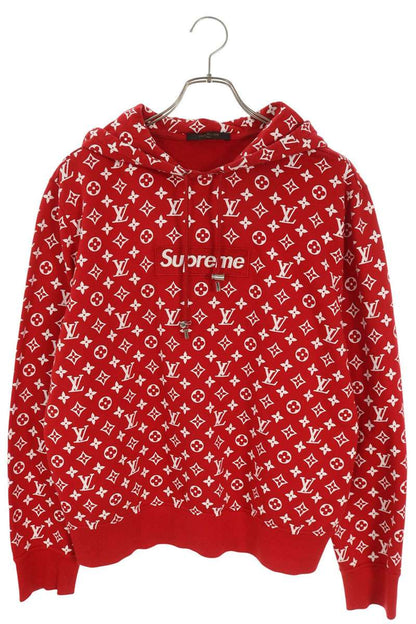 LOUISVUITTON x SUPREME x LV Box Logo Monogram Hoodie Red/White Size L