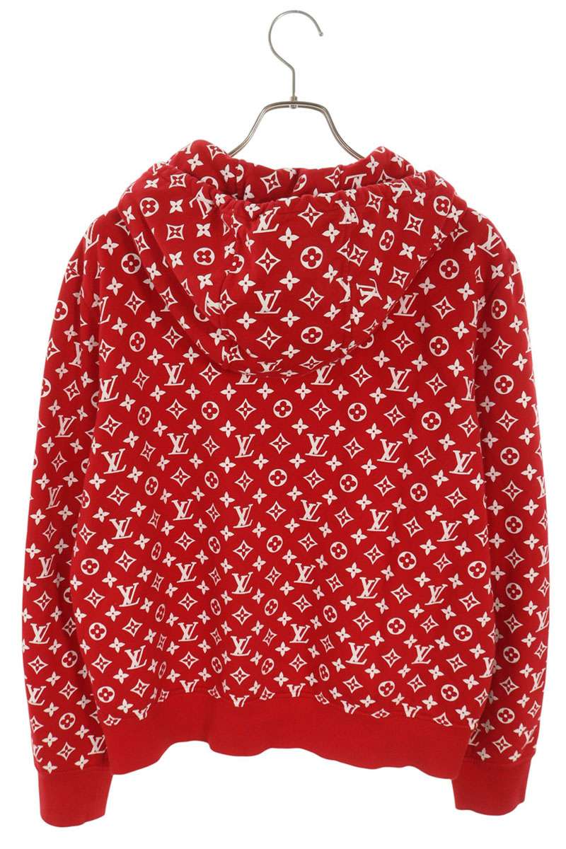 LOUISVUITTON x SUPREME x LV Box Logo Monogram Hoodie Red/White Size L