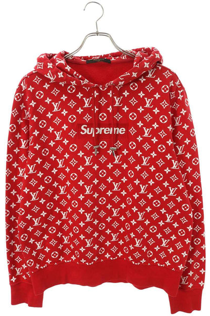 SUPREME LOUISVUITTON 17AW Monogram Box Hoodie Red Size M