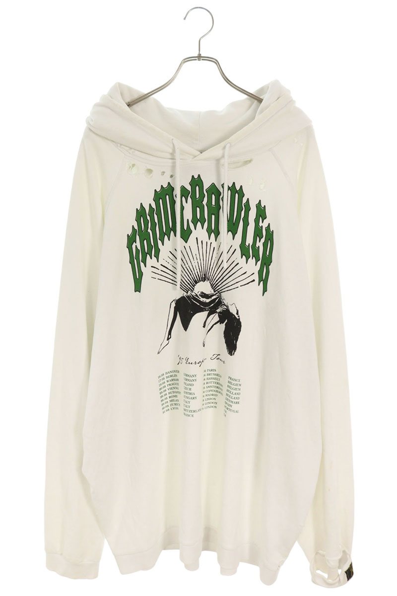 RAF SIMONS 221-M176 Grimcrawler Destroyed Hoodie Size XL