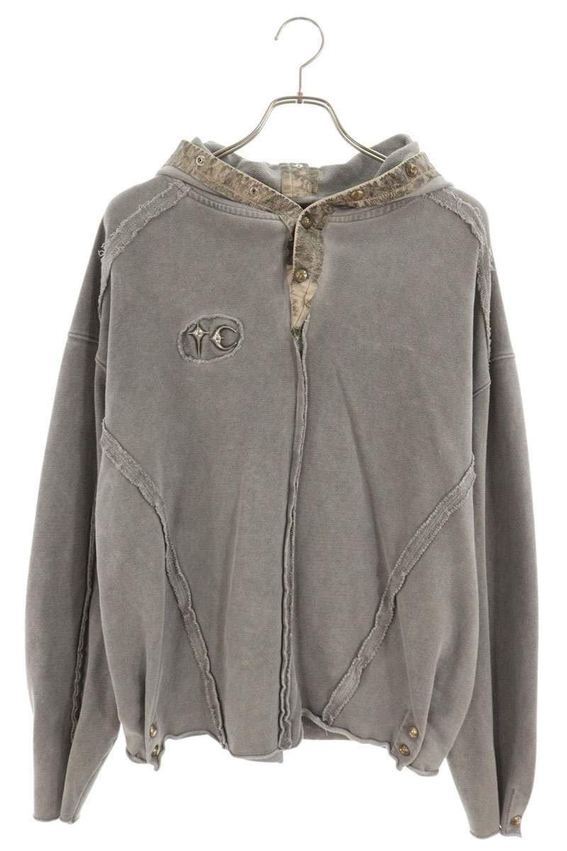THUG CLUB Snap Button Hoodie Gray Size 3