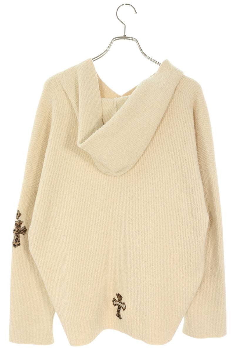 Chrome Hearts Calf Hair Patch Knit Off White Hoodie Size MED/LRG