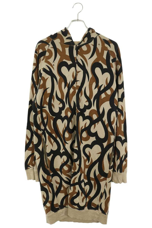 NUMBER(N)INE 04AW GIVE Tribal Print Long Hoodie Beige Size 3