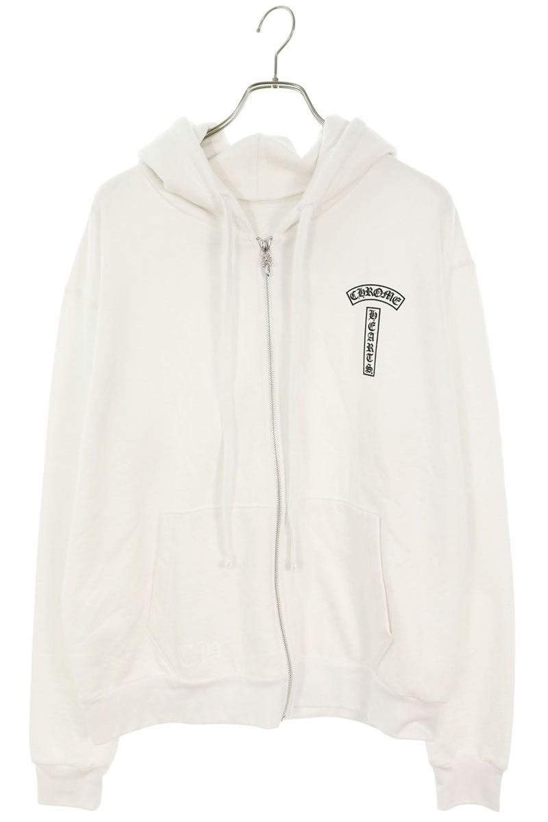 Chrome Hearts Back Arch Logo Zip-Up Hoodie White Size S
