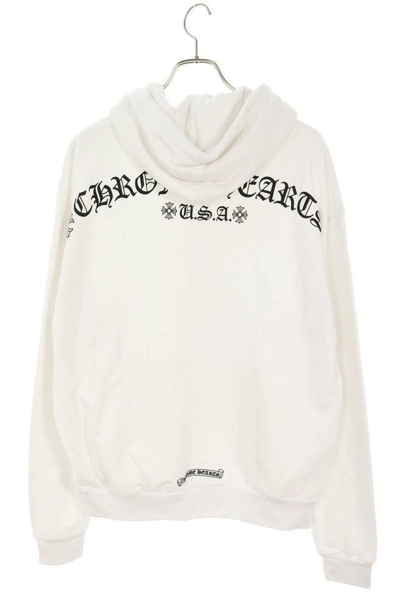 Chrome Hearts Back Arch Logo Zip-Up Hoodie White Size S