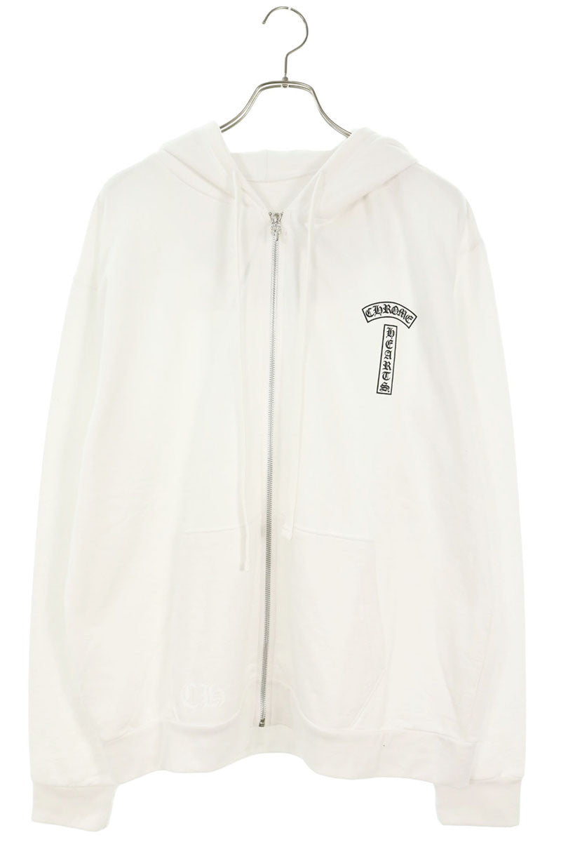 Chrome Hearts Back Arch Logo Zip-Up Hoodie White Size L