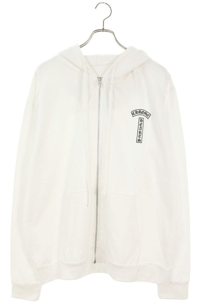 Chrome Hearts Back Arch Logo Zip-Up Hoodie White Size L