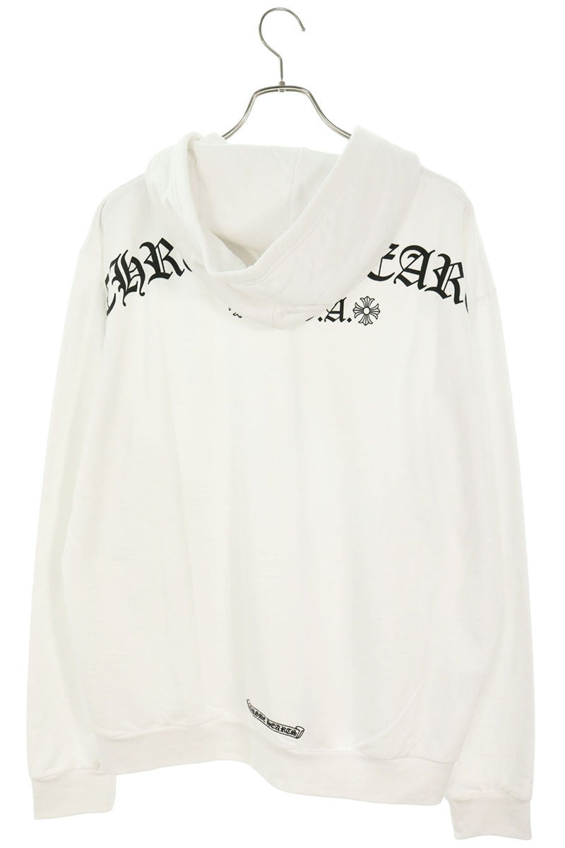 Chrome Hearts Back Arch Logo Zip-Up Hoodie White Size L
