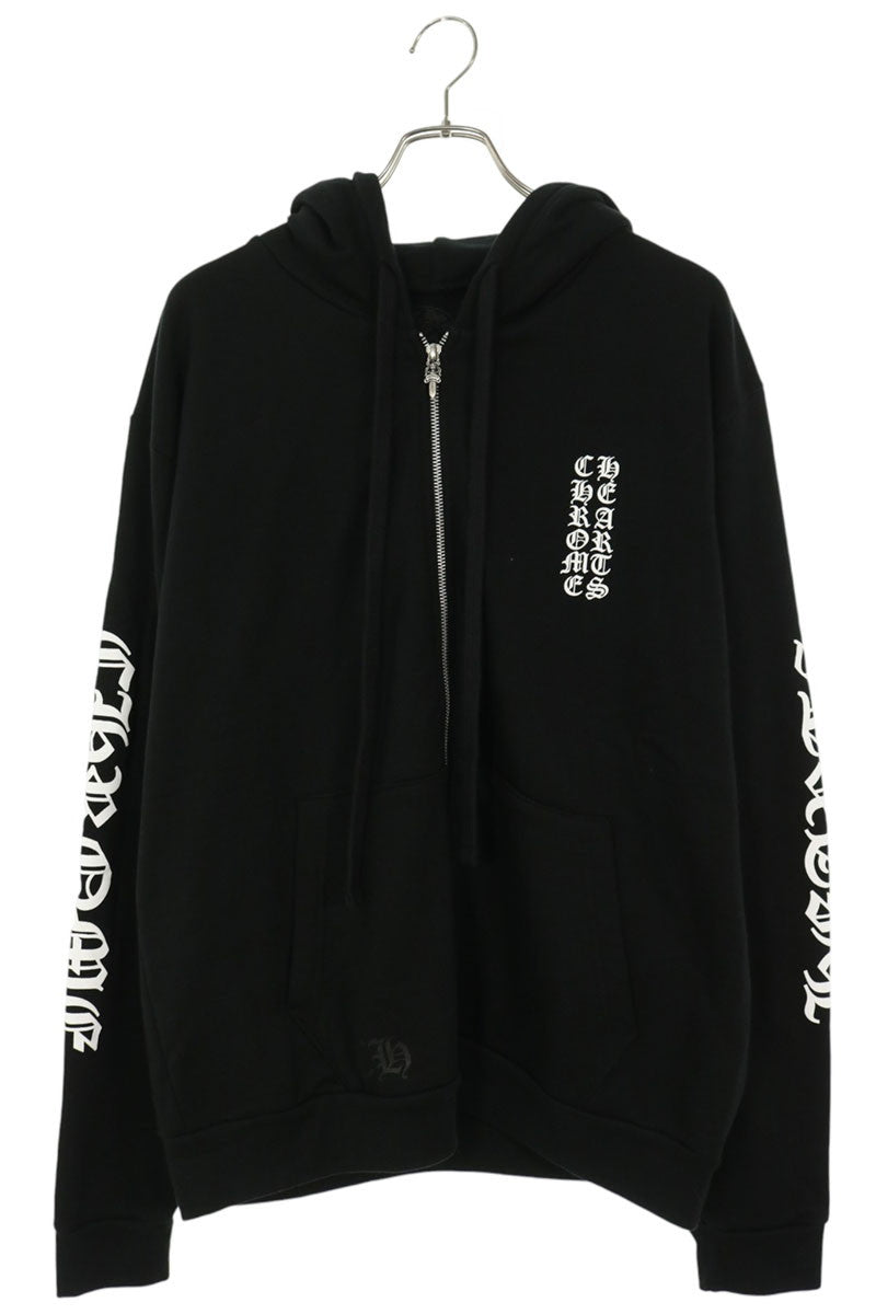 Chrome Hearts Sleeve Logo Print Zip Hoodie Size M