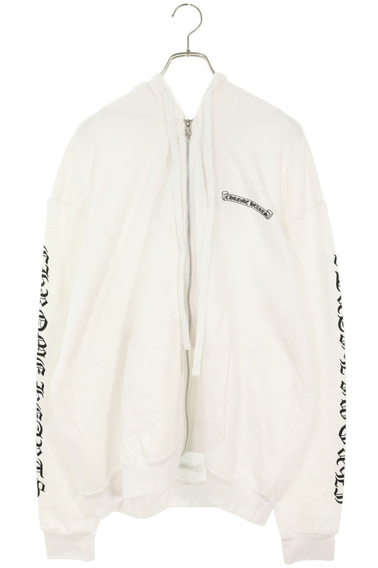 Chrome Hearts Sleeve Logo Back Scroll Hoodie White Size L