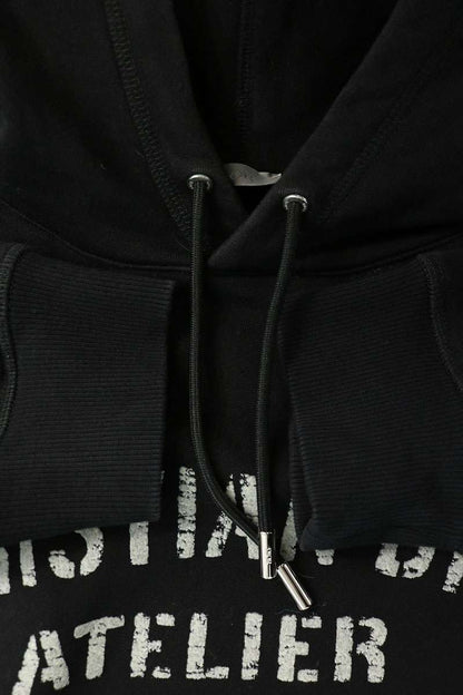 DIOR Atelier Logo Print Cotton Hoodie Black Size M