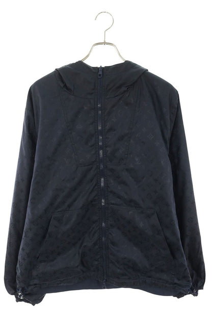LOUISVUITTON Monogram Reversible Nylon Hoodie Navy Size 50