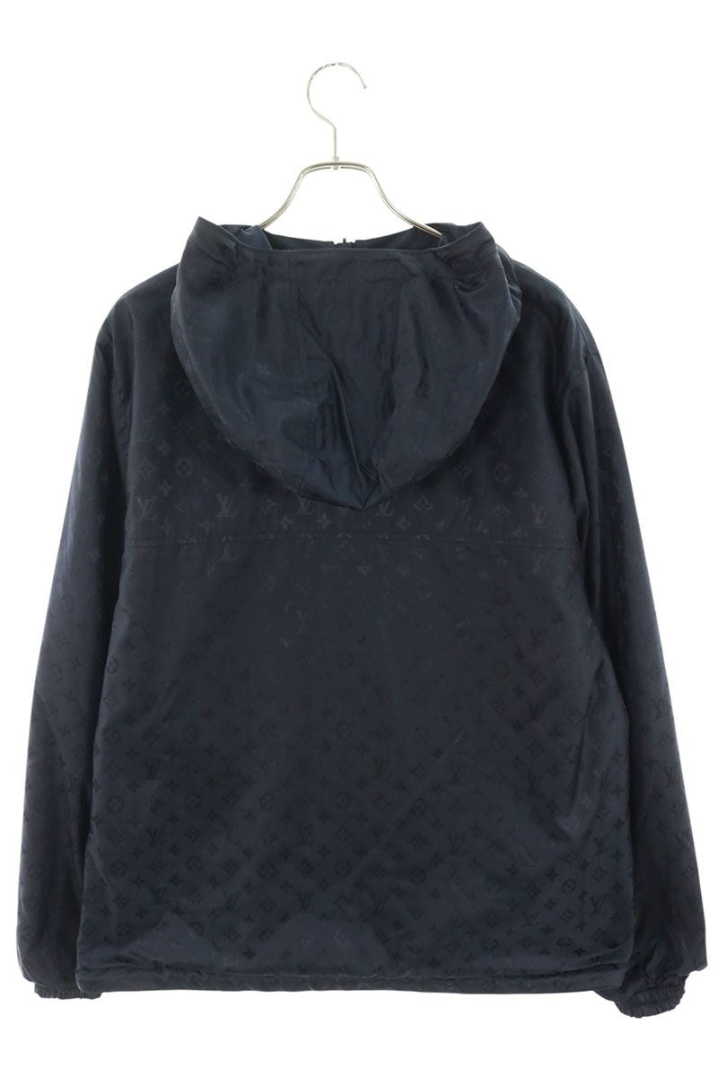 LOUISVUITTON Monogram Reversible Nylon Hoodie Navy Size 50