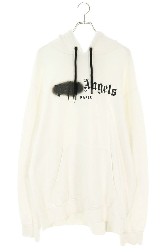 Palm Angels Logo Print Cotton Hoodie White Size XL