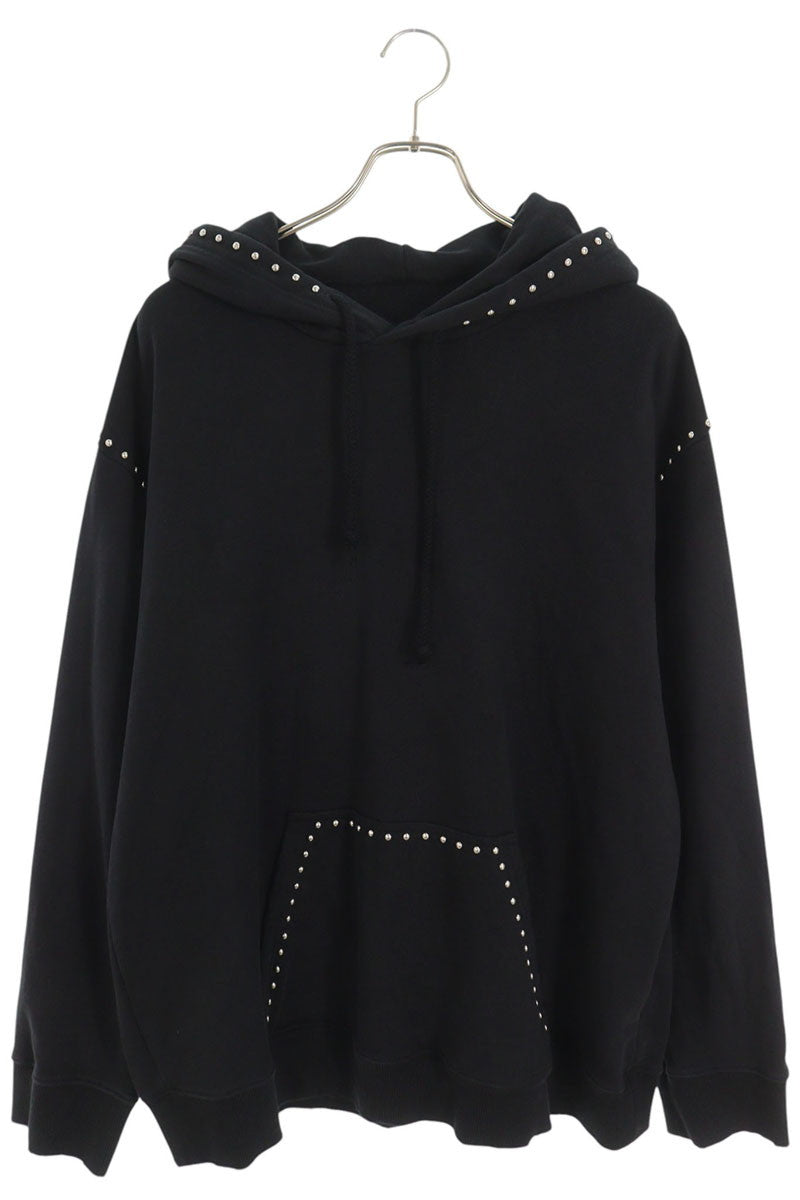 MM6 Drop Shoulder Stud Design Hoodie Black Size M