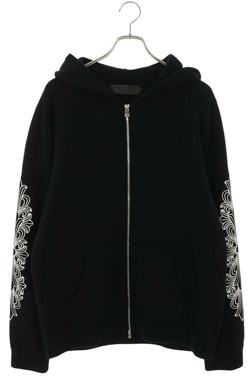 Chrome Hearts U LIFE SENTENCE Floral Zip Hoodie Black Size L