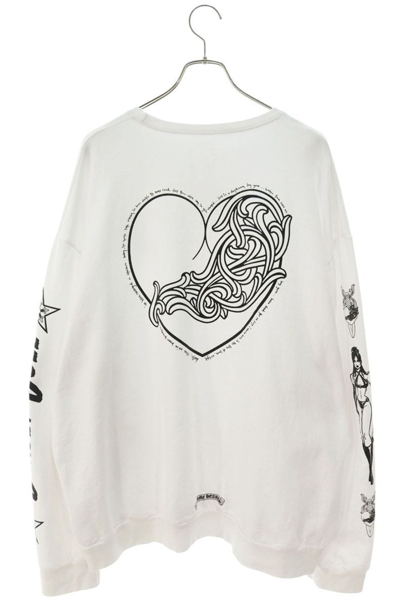 Chrome Hearts DEADLY DOLL Heart Print Sweatshirt Size XXL