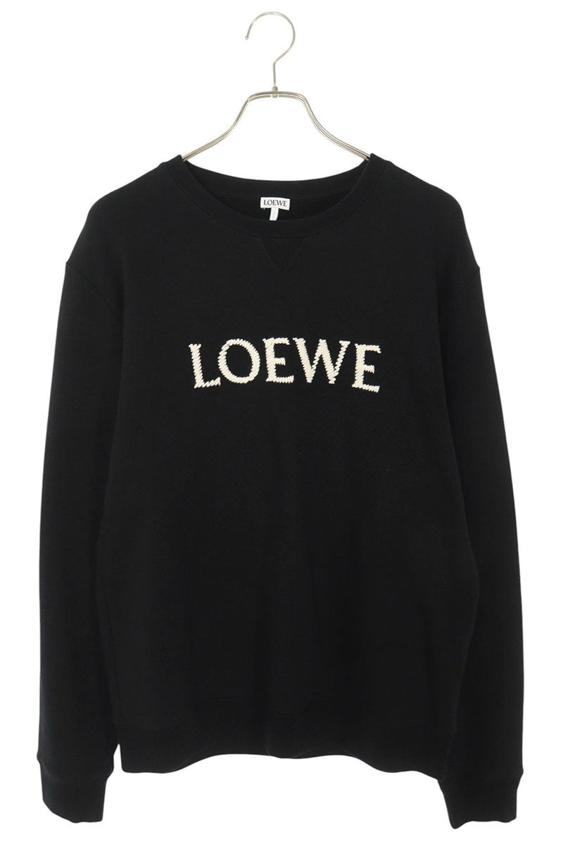 Loewe Logo Embroidered Crewneck Sweatshirt Black Size XL