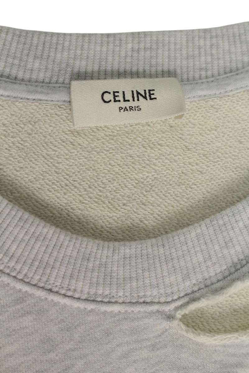 CELINE 25AW Logo Paint Distressed Sweatshirt Gray Size L
