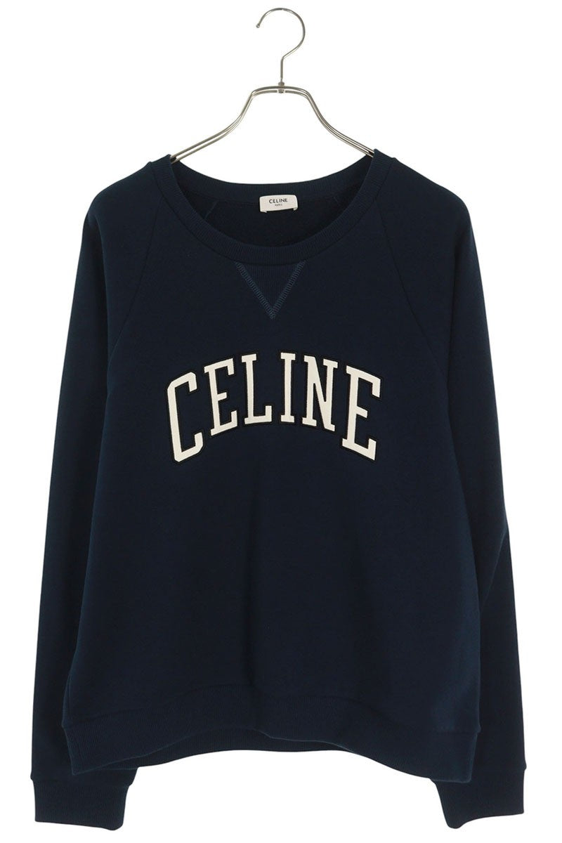 CELINE 25AW Logo Patch Cotton Sweatshirt Navy Size XL