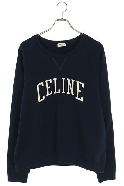 CELINE 25AW Logo Patch Cotton Sweatshirt Navy Size XL