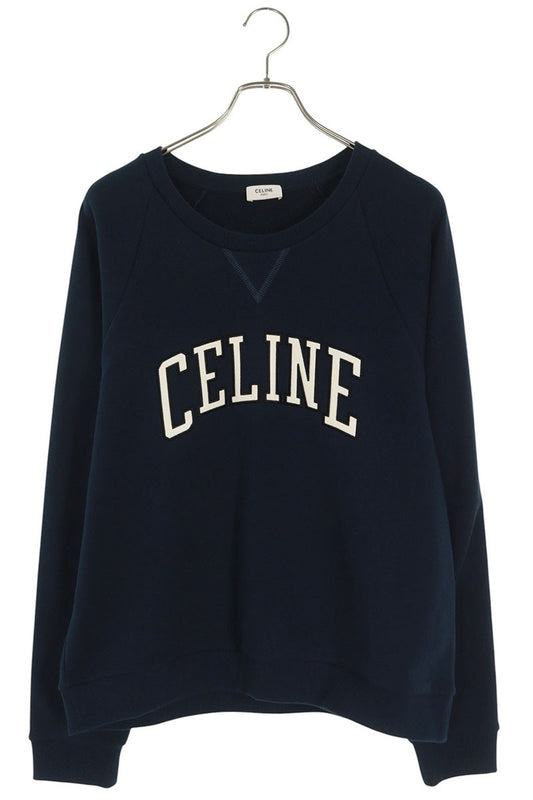 CELINE 25AW Logo Patch Cotton Sweatshirt Navy Size XL