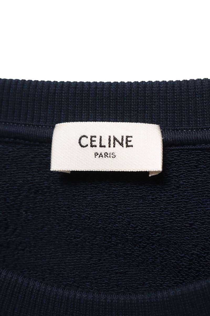 CELINE 25AW Logo Patch Cotton Sweatshirt Navy Size XL