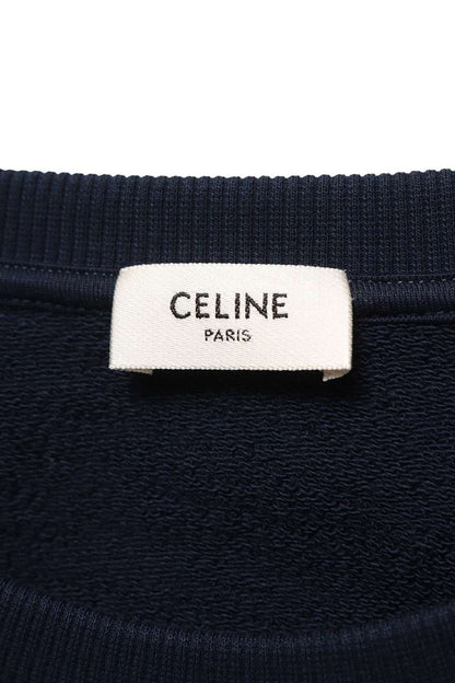 CELINE 25AW Logo Patch Cotton Sweatshirt Navy Size XL